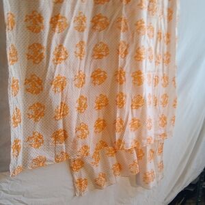 NWOT large 100% cotton scarf made in India - orange floral-dot unisex